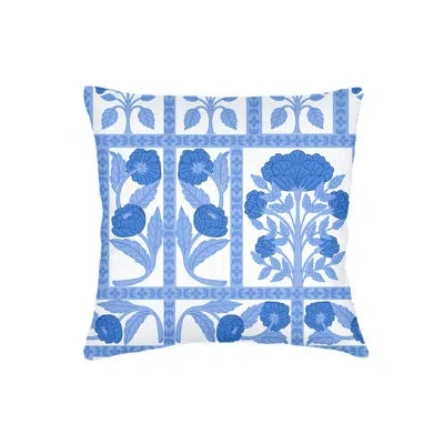 Anaya Ocean Blue Blossom Field Linen Euro Pillow 26x26 Cover Only