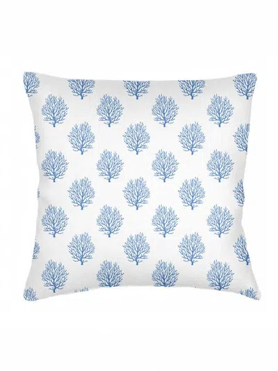 Anaya Ocean Coral Linen Euro Pillow With Down Insert In Cobalt Blue
