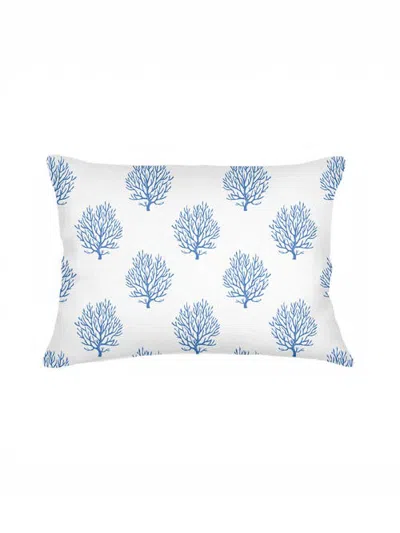 Anaya Ocean Coral Linen Pillow Cover Only In Cobalt Blue