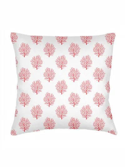 Anaya Ocean Coral Linen Pillow Cover Only In Coral Red