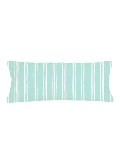Anaya Ocean Drift Stripe Linen Pillow With Down Insert In Aqua