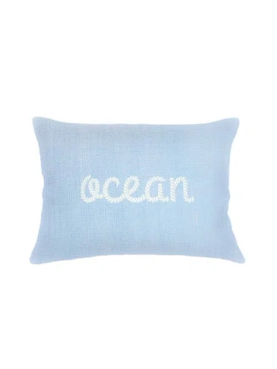 Anaya Ocean Knot Embroidered Linen Pillow With Down Alternative Insert In White