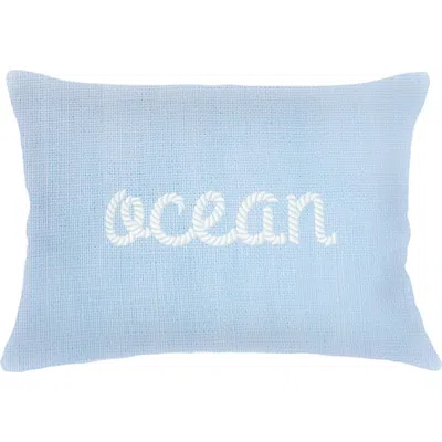 Anaya Ocean Knot Embroidered Linen Pillow With Down Insert In White
