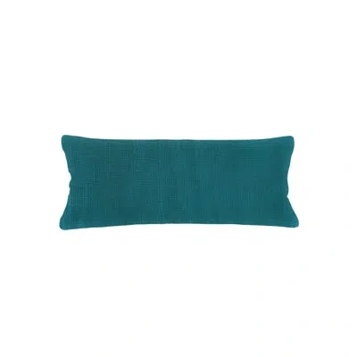 Anaya Peacock Blue So Soft Linen Pillow 13x30 With Down Alternative Insert In Green