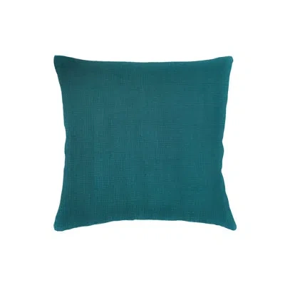 Anaya Peacock Blue So Soft Linen Pillow 22x22 With Down Insert In Green