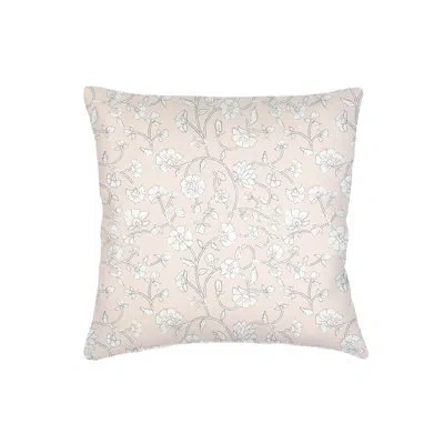 Anaya Pink Jaipur Floral Linen Pillow 20x20 With Down Insert In Brown