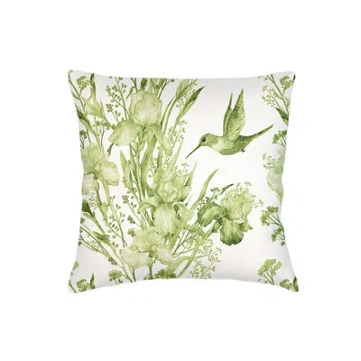 Anaya Pure Green Hummingbird Garden Linen Pillow 20x20 With Down Insert