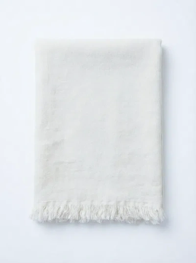 Anaya Reversible Linen Fringe Throw In White