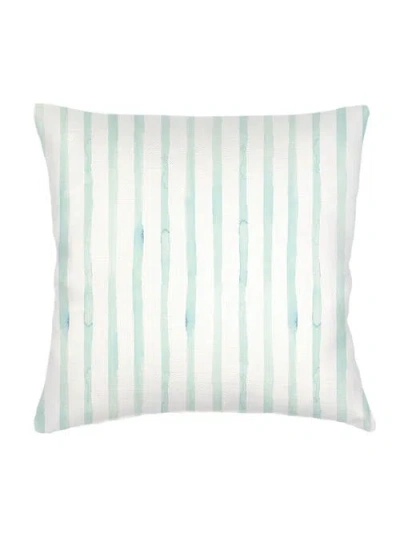 Anaya Riviera Striped Linen Euro Pillow 26x26 With Down Alternative Insert In Aqua