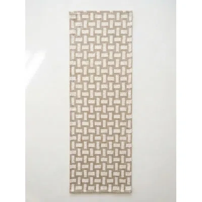 Anaya Rustic Beige Ocean Lattice Indoor Outdoor Table Runner 14x72 In Brown
