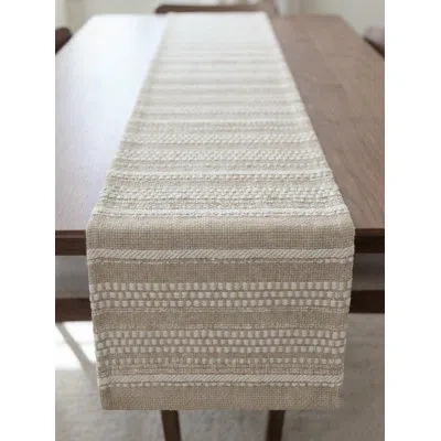 Anaya Rustic Beige Tulum Stripe Indoor Outdoor Table Runner 14x72 In Neutral