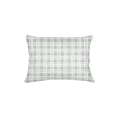 Anaya Sage Green Estate Plaid Linen Pillow 14x20 With Down Alternative Insert