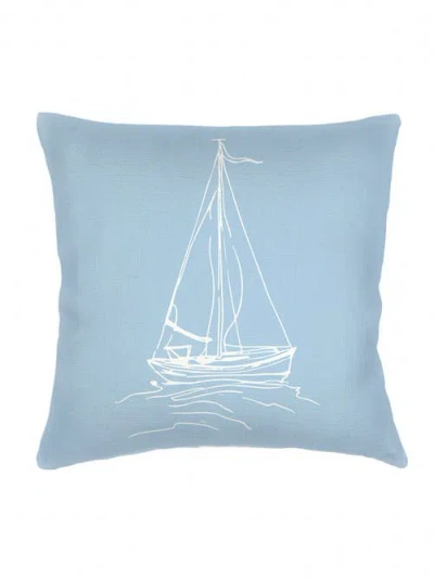 Anaya Sailing Linen Pillow With Down Insert In Blue