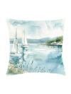 Anaya Sailing Views Linen Pillow 20x20 With Down Insert In Blue
