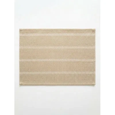 Anaya Sandy Beige Regatta Stripe Indoor Outdoor Placemat In Brown