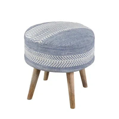 Anaya Seaside Stripe Oversized Handwoven Stool In Blue