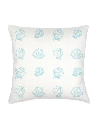 Anaya Shell Printed Linen Euro Pillow Down Insert In Aqua