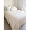 Anaya Smooth Cotton Ivory Bed Blanket With Stripes In White