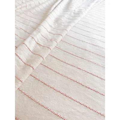 Anaya Smooth Cotton Ivory Bed Blanket With Stripes In Neutral