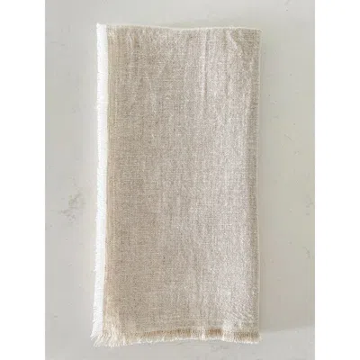 Anaya So Soft Linen Fringe Napkins In Neutral