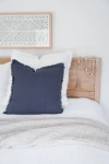 Anaya Soft Fringe Linen Pillow Cover Only In Navy Blue