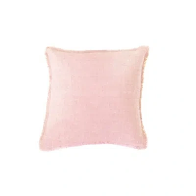 Anaya Square Linen Pillow Cover & Insert In Light Pink