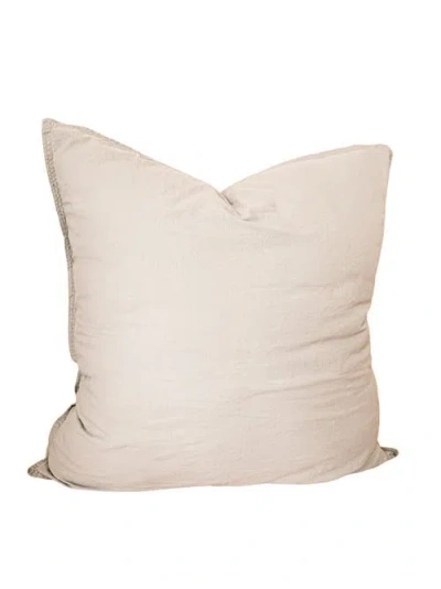 Anaya Stonewashed Cotton Percale Pillow Cover Only In Euro Almond Beige