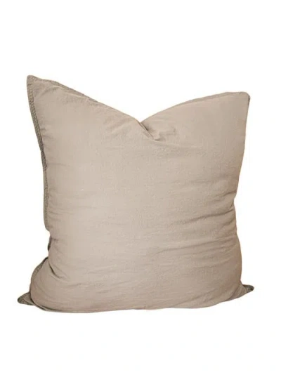 Anaya Stonewashed Cotton Percale Pillow With Down Alternative Insert In Euro Rustic Beige