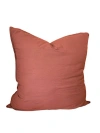 Anaya Stonewashed Cotton Percale Pillow Down Alternative Insert In Euro Rustic Red