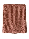 Anaya Stonewashed Cotton Waffle Bed Blanket In Pebble Rustic Red