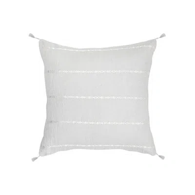 Anaya Stripes 20 X 20 Down So Soft Linen Pillow In Light Gray,white,down Blend