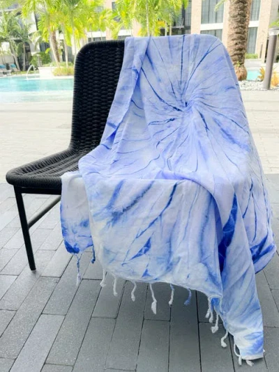 Anaya Tie Dye Turkish Cotton Beach Towel In Indigo Blue
