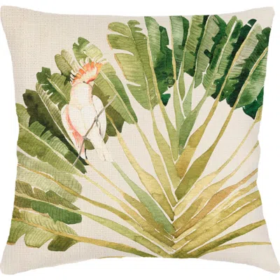 Anaya Tropical Bird Velvet Pillow 20x20 With Down Insert In Green