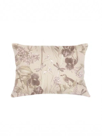 Anaya Tropical Paradise Linen Pillow With Down Alternative Insert In Beige
