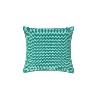 Anaya Tropical Teal Herringbone Bay Indoor Outdoor Pillow Cover 24x24 In Green