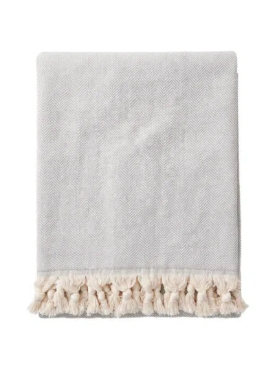 Anaya Turkish Cotton Herringbone Throw In Gray