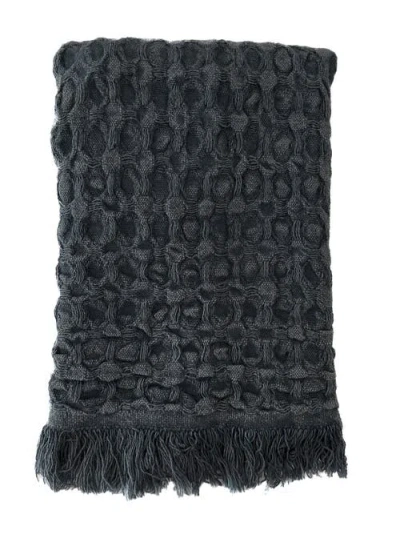 Anaya Turkish Cotton Waffle Hand Towel In Black