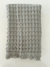 Anaya Turkish Cotton Waffle Hand Towel In Olive Grey