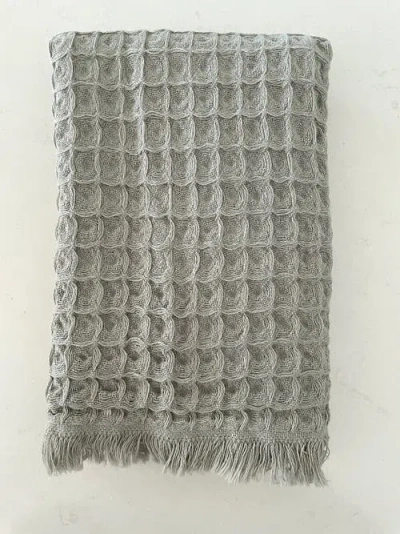 Anaya Turkish Cotton Waffle Hand Towel In Olive Grey