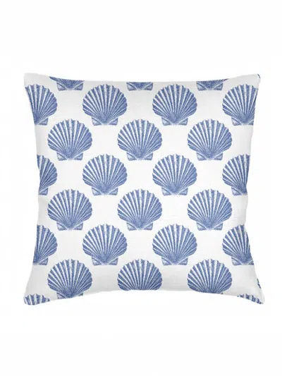 Anaya Vintage Shell Linen Pillow Cover Only In Navy Blue