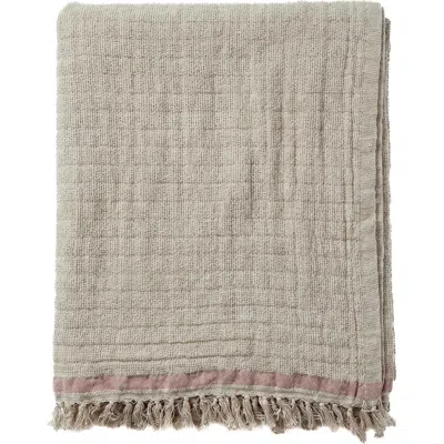 Anaya Vintage Texture Linen Throw With Stripes In Multi
