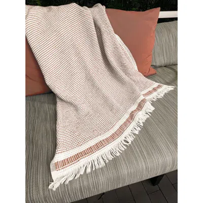 Anaya Waffle Striped Turkish Cotton Bath Towel In Red