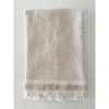 Anaya Waffle Striped Turkish Cotton Bath Towel In Neutral