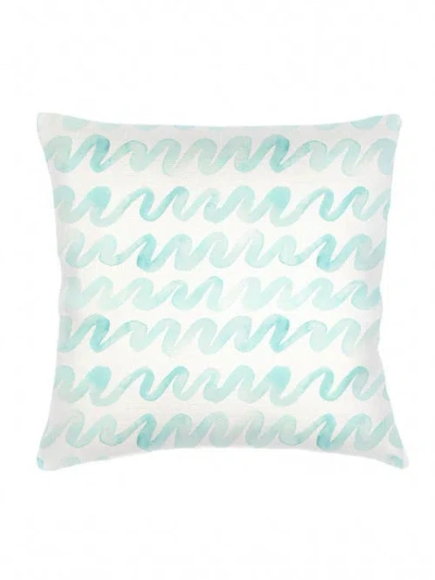 Anaya Watercolor Waves Linen Euro Pillow 26x26 Down Alternative Insert In Aqua