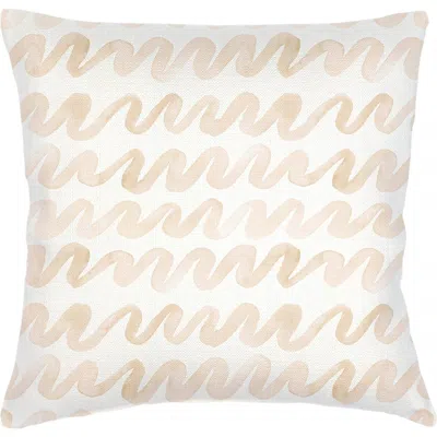 Anaya Watercolor Waves Linen Euro Pillow 26x26 With Down Alternative Insert In Beige