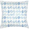 Anaya Watercolor Waves Linen Euro Pillow 26x26 With Down Alternative Insert In Blue