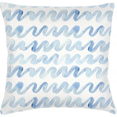 ANAYA ANAYA WATERCOLOR WAVES BLUE LINEN EURO PILLOW 26X26 WITH DOWN ALTERNATIVE INSERT