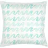 Anaya Watercolor Waves Linen Pillow With Down Insert In Aqua