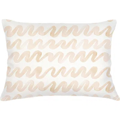 Anaya Watercolor Waves Linen Pillow With Down Insert In Beige