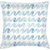 Anaya Watercolor Waves Linen Euro Pillow 26x26 With Down Alternative Insert In Blue